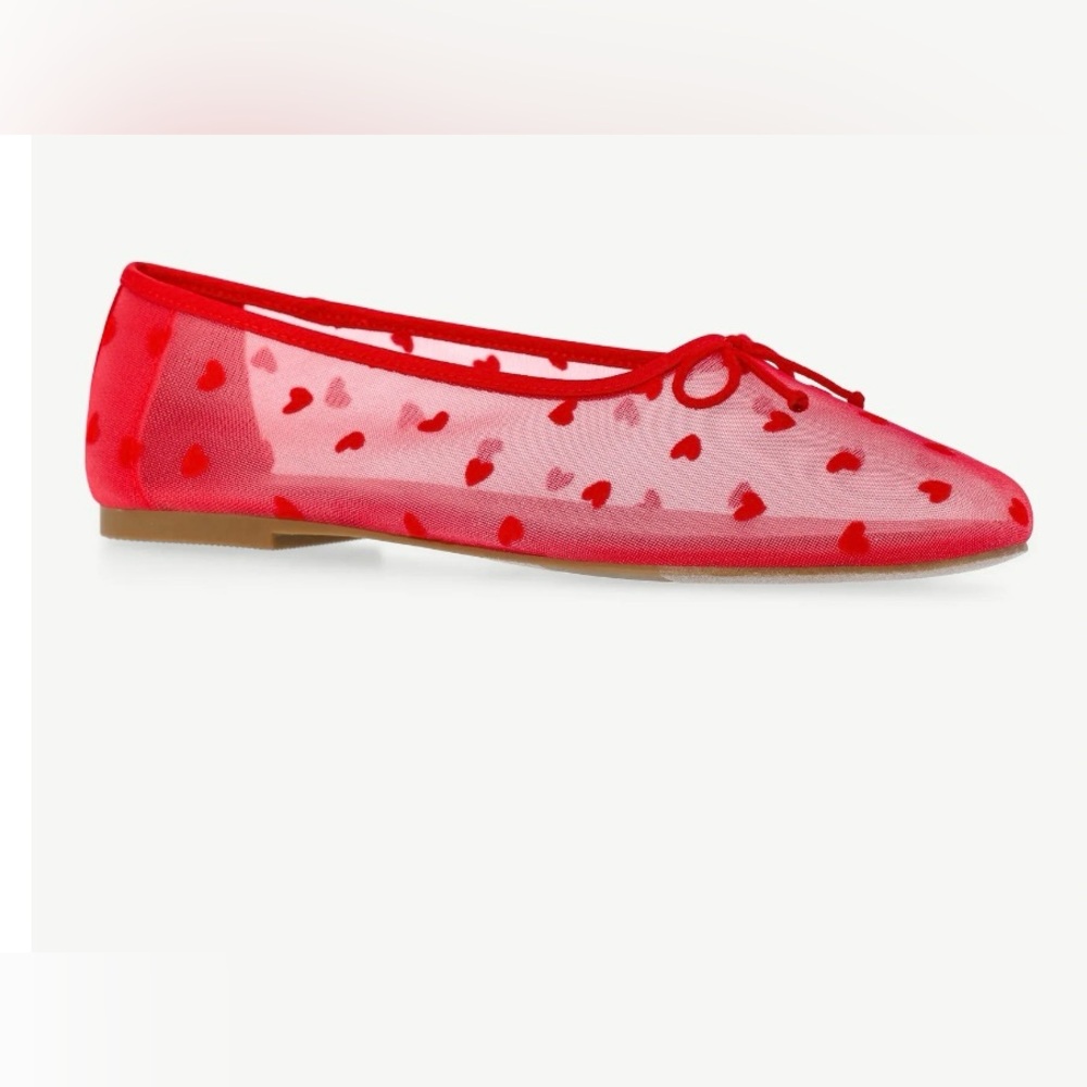 NWT No Boundaries‎ Mesh Ballet Flats Red Heart Print Size 7 Memory Foam - Picture 2 of 12